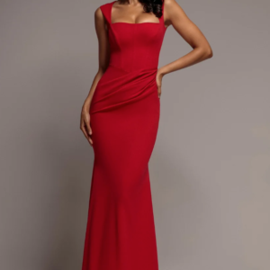 Goddiva Fashion- Strapless Fit & Flare A Line Maxi Dress - Red by Goddiva - DR5114